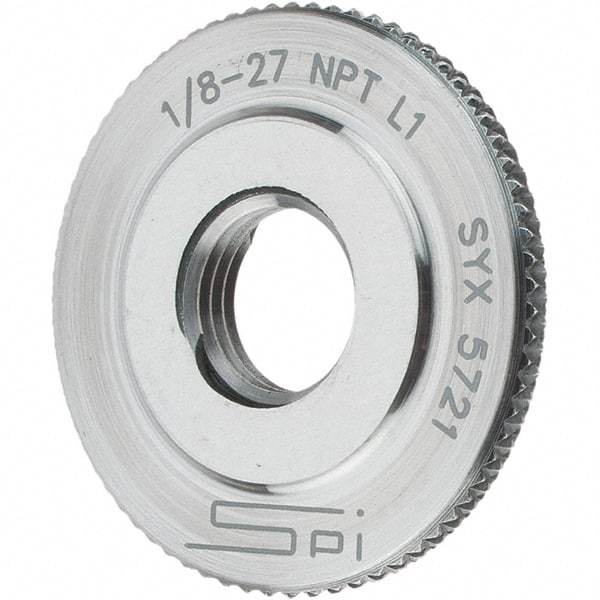 SPI - 1/8-27 Thread, Oil Hardened Non-Shrinking Steel (OHNS), Class L1, Ring Pipe Thread Gage - NPT Thread - USA Tool & Supply