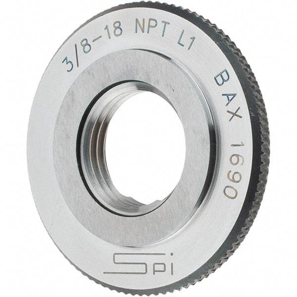 SPI - 3/8-18 Thread, Oil Hardened Non-Shrinking Steel (OHNS), Class L1, Ring Pipe Thread Gage - NPT Thread - USA Tool & Supply