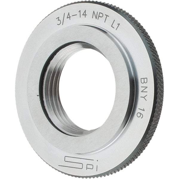 SPI - 3/4-14 Thread, Oil Hardened Non-Shrinking Steel (OHNS), Class L1, Ring Pipe Thread Gage - NPT Thread - USA Tool & Supply