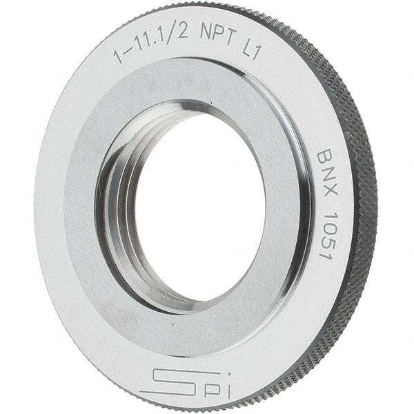 SPI - 1 - 11-1/2 Thread, Oil Hardened Non-Shrinking Steel (OHNS), Class L1, Ring Pipe Thread Gage - NPT Thread - USA Tool & Supply