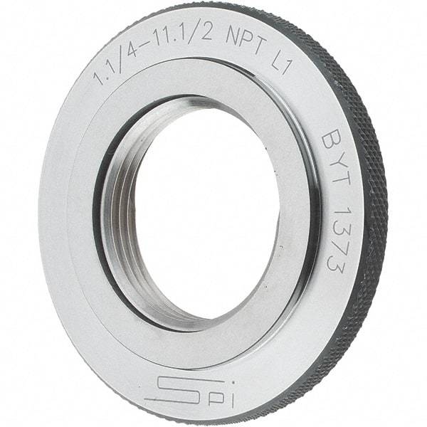 SPI - 1-1/4 - 11-1/2 Thread, Oil Hardened Non-Shrinking Steel (OHNS), Class L1, Ring Pipe Thread Gage - NPT Thread - USA Tool & Supply