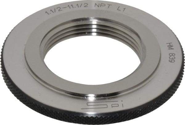 SPI - 1-1/2 - 11-1/2 Thread, Oil Hardened Non-Shrinking Steel (OHNS), Class L1, Ring Pipe Thread Gage - NPT Thread - USA Tool & Supply