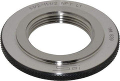SPI - 1-1/2 - 11-1/2 Thread, Oil Hardened Non-Shrinking Steel (OHNS), Class L1, Ring Pipe Thread Gage - NPT Thread - USA Tool & Supply