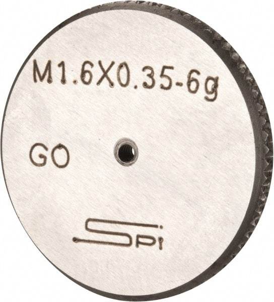 SPI - M1.6x0.35 Go Single Ring Thread Gage - Class 6G, Oil Hardened Nonshrinking Steel (OHNS), NPL Traceability Certification Included - USA Tool & Supply