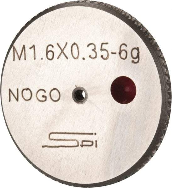 SPI - M1.6x0.35 No Go Single Ring Thread Gage - Class 6G, Oil Hardened Nonshrinking Steel (OHNS), NPL Traceability Certification Included - USA Tool & Supply