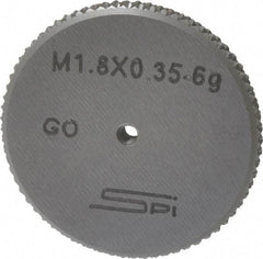 SPI - M1.8x0.35 Go Single Ring Thread Gage - Class 6G, Oil Hardened Nonshrinking Steel (OHNS), NPL Traceability Certification Included - USA Tool & Supply