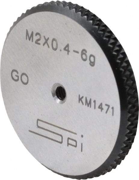 SPI - M2x0.4 Go Single Ring Thread Gage - Class 6G, Oil Hardened Nonshrinking Steel (OHNS), NPL Traceability Certification Included - USA Tool & Supply