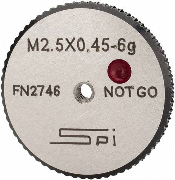 SPI - M2.5x0.45 No Go Single Ring Thread Gage - Class 6G, Oil Hardened Nonshrinking Steel (OHNS), NPL Traceability Certification Included - USA Tool & Supply