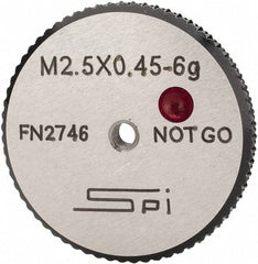 SPI - M2.5x0.45 No Go Single Ring Thread Gage - Class 6G, Oil Hardened Nonshrinking Steel (OHNS), NPL Traceability Certification Included - USA Tool & Supply