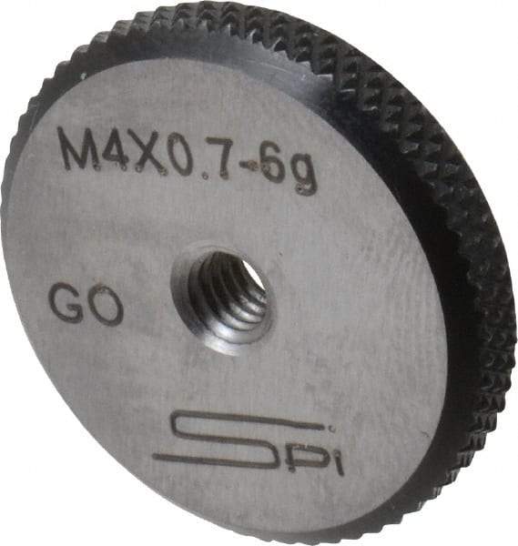 SPI - M4x0.7 Go Single Ring Thread Gage - Class 6G, Oil Hardened Nonshrinking Steel (OHNS), NPL Traceability Certification Included - USA Tool & Supply