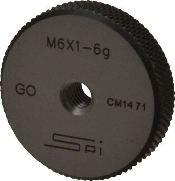 SPI - M6x1 Go Single Ring Thread Gage - Class 6G, Oil Hardened Nonshrinking Steel (OHNS), NPL Traceability Certification Included - USA Tool & Supply