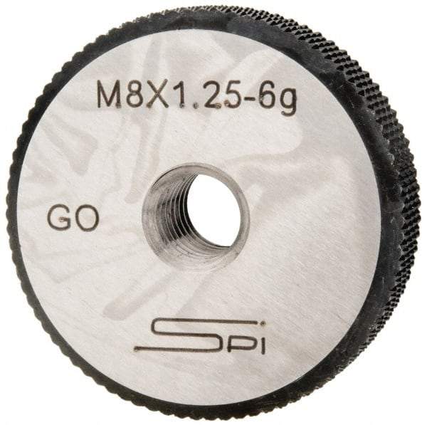 SPI - M8x1.25 Go Single Ring Thread Gage - Class 6G, Oil Hardened Nonshrinking Steel (OHNS), NPL Traceability Certification Included - USA Tool & Supply