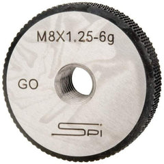 SPI - M8x1.25 Go Single Ring Thread Gage - Class 6G, Oil Hardened Nonshrinking Steel (OHNS), NPL Traceability Certification Included - USA Tool & Supply