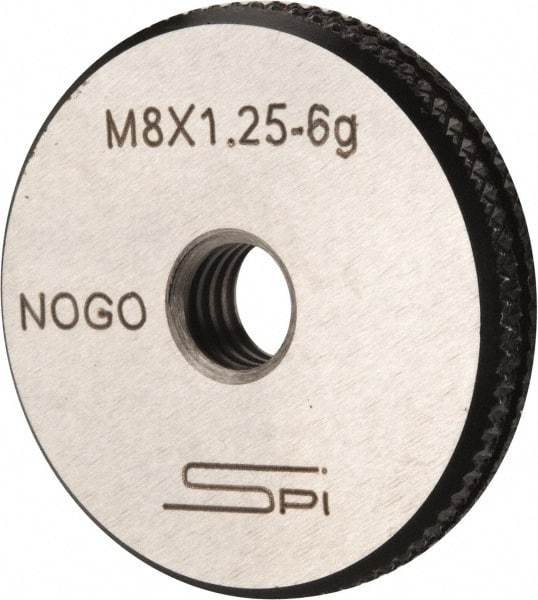 SPI - M8x1.25 No Go Single Ring Thread Gage - Class 6G, Oil Hardened Nonshrinking Steel (OHNS), NPL Traceability Certification Included - USA Tool & Supply