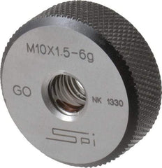 SPI - M10x1.5 Go Single Ring Thread Gage - Class 6G, Oil Hardened Nonshrinking Steel (OHNS), NPL Traceability Certification Included - USA Tool & Supply