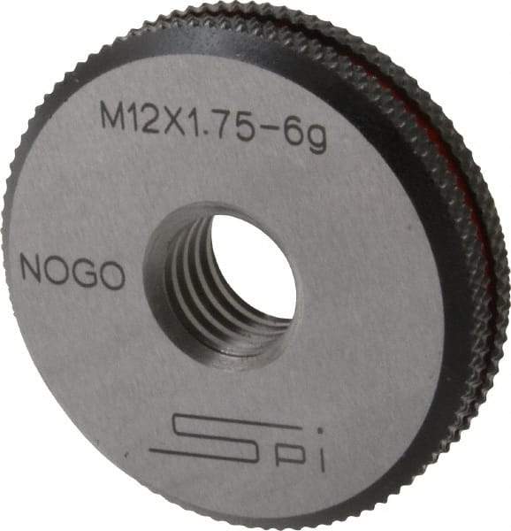 SPI - M12x1.75 No Go Single Ring Thread Gage - Class 6G, Oil Hardened Nonshrinking Steel (OHNS), NPL Traceability Certification Included - USA Tool & Supply