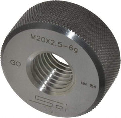 SPI - M20x2.5 Go Single Ring Thread Gage - Class 6G, Oil Hardened Nonshrinking Steel (OHNS), NPL Traceability Certification Included - USA Tool & Supply