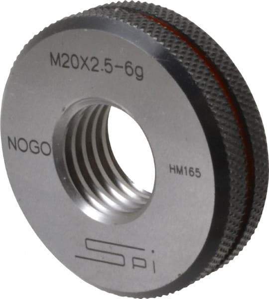 SPI - M20x2.5 No Go Single Ring Thread Gage - Class 6G, Oil Hardened Nonshrinking Steel (OHNS), NPL Traceability Certification Included - USA Tool & Supply