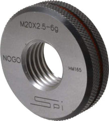 SPI - M20x2.5 No Go Single Ring Thread Gage - Class 6G, Oil Hardened Nonshrinking Steel (OHNS), NPL Traceability Certification Included - USA Tool & Supply