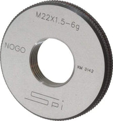 SPI - M22x1.5 No Go Single Ring Thread Gage - Class 6G, Oil Hardened Nonshrinking Steel (OHNS), NPL Traceability Certification Included - USA Tool & Supply
