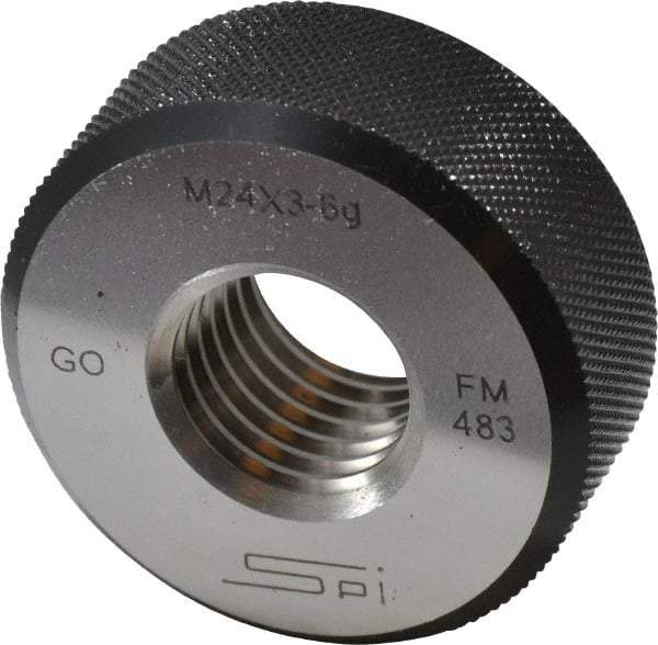 SPI - M24x3 Go Single Ring Thread Gage - Class 6G, Oil Hardened Nonshrinking Steel (OHNS), NPL Traceability Certification Included - USA Tool & Supply