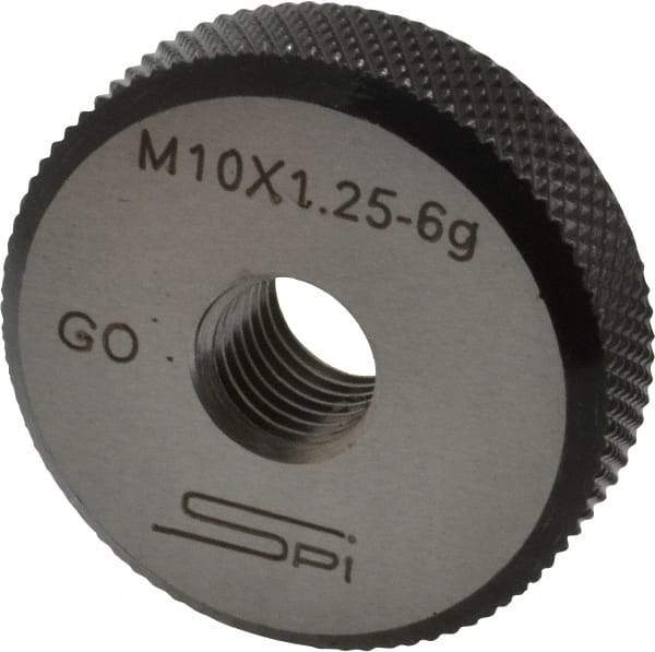 SPI - M10x1.25 Go Single Ring Thread Gage - Class 6G, Oil Hardened Nonshrinking Steel (OHNS), NPL Traceability Certification Included - USA Tool & Supply