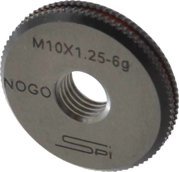 SPI - M10x1.25 No Go Single Ring Thread Gage - Class 6G, Oil Hardened Nonshrinking Steel (OHNS), NPL Traceability Certification Included - USA Tool & Supply