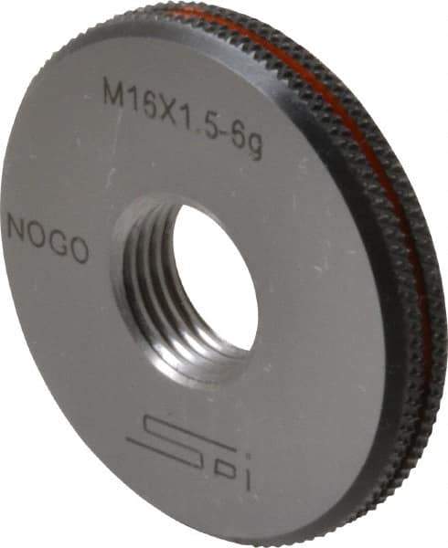 SPI - M16x1.5 No Go Single Ring Thread Gage - Class 6G, Oil Hardened Nonshrinking Steel (OHNS), NPL Traceability Certification Included - USA Tool & Supply