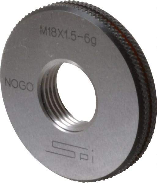 SPI - M18x1.5 No Go Single Ring Thread Gage - Class 6G, Oil Hardened Nonshrinking Steel (OHNS), NPL Traceability Certification Included - USA Tool & Supply