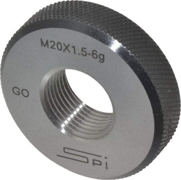 SPI - M20x1.5 Go Single Ring Thread Gage - Class 6G, Oil Hardened Nonshrinking Steel (OHNS), NPL Traceability Certification Included - USA Tool & Supply