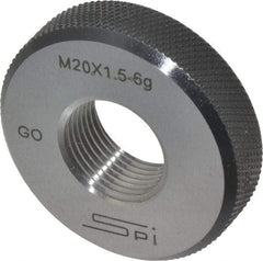 SPI - M20x1.5 Go Single Ring Thread Gage - Class 6G, Oil Hardened Nonshrinking Steel (OHNS), NPL Traceability Certification Included - USA Tool & Supply