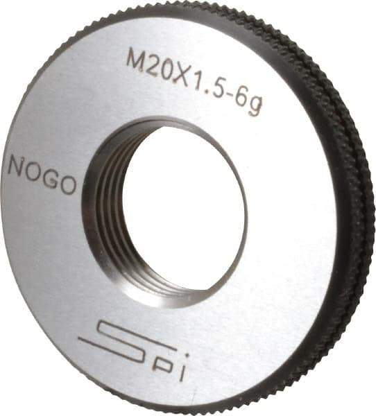 SPI - M20x1.5 No Go Single Ring Thread Gage - Class 6G, Oil Hardened Nonshrinking Steel (OHNS), NPL Traceability Certification Included - USA Tool & Supply