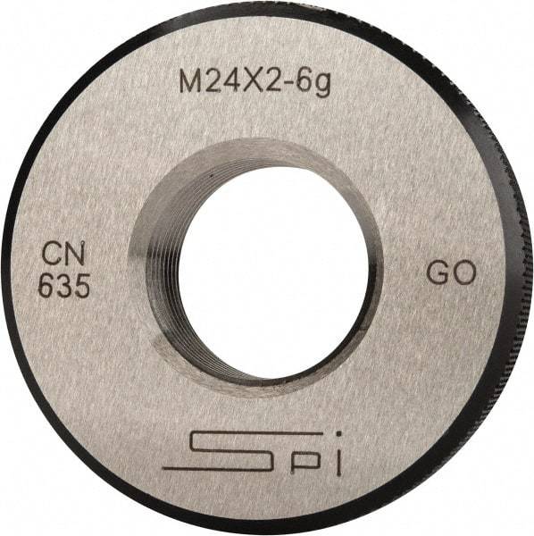 SPI - M24x2 Go Single Ring Thread Gage - Class 6G, Oil Hardened Nonshrinking Steel (OHNS), NPL Traceability Certification Included - USA Tool & Supply