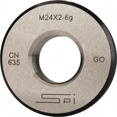 SPI - M24x2 Go Single Ring Thread Gage - Class 6G, Oil Hardened Nonshrinking Steel (OHNS), NPL Traceability Certification Included - USA Tool & Supply