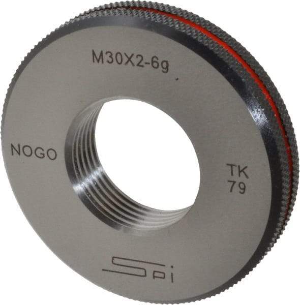 SPI - M30x2 No Go Single Ring Thread Gage - Class 6G, Oil Hardened Nonshrinking Steel (OHNS), NPL Traceability Certification Included - USA Tool & Supply