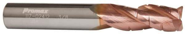 ProMax - 5/16" Diam, 3/4" LOC, 3 Flute Solid Carbide Roughing & Finishing Corner Radius End Mill - TiCN Finish, 2-1/2" OAL, 5/16" Shank Diam, Straight Shank, 35° Helix, Centercutting - USA Tool & Supply