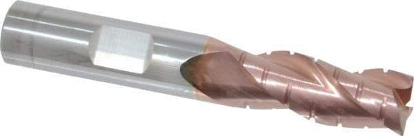 ProMax - 7/16" Diam, 1" LOC, 3 Flute Solid Carbide Roughing & Finishing Corner Radius End Mill - TiCN Finish, 2-3/4" OAL, 7/16" Shank Diam, Straight Shank, 35° Helix, Centercutting - USA Tool & Supply
