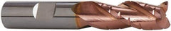 ProMax - 1/2" Diam, 1-1/4" LOC, 3 Flute Solid Carbide Roughing & Finishing Corner Radius End Mill - TiCN Finish, 3" OAL, 1/2" Shank Diam, Weldon Shank, 35° Helix, Centercutting - USA Tool & Supply