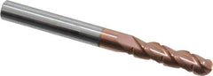 ProMax - 3/16" Diam, 5/8" LOC, 3 Flute Solid Carbide Roughing & Finishing Ball End Mill - TiCN Finish, 2" OAL, 3/16" Shank Diam, Straight Shank, 35° Helix, Centercutting - USA Tool & Supply