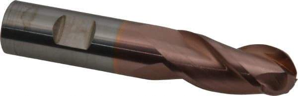 ProMax - 3/4" Diam, 1-5/8" LOC, 3 Flute Solid Carbide Roughing & Finishing Ball End Mill - TiCN Finish, 4" OAL, 3/4" Shank Diam, Weldon Shank, 35° Helix, Centercutting - USA Tool & Supply