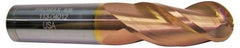ProMax - 5/8" Diam, 1-1/4" LOC, 3 Flute Solid Carbide Ball End Mill - TiCN Finish, Single End, 3-1/2" OAL, 5/8" Shank Diam, Spiral Flute - USA Tool & Supply