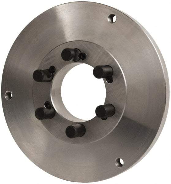 Buck Chuck Company - Adapter Back Plate for 12" Diam Self Centering Lathe Chucks - D1-6 Mount, 2" Through Hole Diam, 10.221mm ID, 12.6" OD, 0.989" Flange Height, Steel - USA Tool & Supply