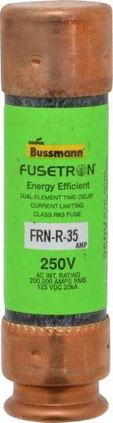 Cooper Bussmann - 125 VDC, 250 VAC, 35 Amp, Time Delay General Purpose Fuse - Fuse Holder Mount, 76.2mm OAL, 20 at DC, 200 (RMS) kA Rating, 13/16" Diam - USA Tool & Supply
