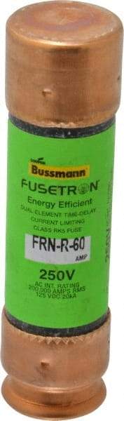 Cooper Bussmann - 125 VDC, 250 VAC, 60 Amp, Time Delay General Purpose Fuse - Fuse Holder Mount, 76.2mm OAL, 20 at DC, 200 (RMS) kA Rating, 13/16" Diam - USA Tool & Supply
