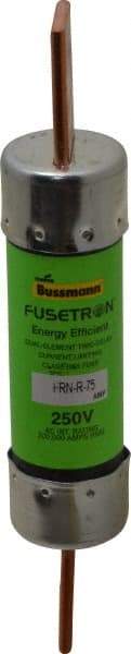 Cooper Bussmann - 250 VAC, 75 Amp, Time Delay General Purpose Fuse - Bolt-on Mount, 5-7/8" OAL, 20 at DC, 200 (RMS) kA Rating, 1-1/16" Diam - USA Tool & Supply