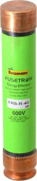 Cooper Bussmann - 250 VDC, 600 VAC, 40 Amp, Time Delay General Purpose Fuse - Fuse Holder Mount, 5-1/2" OAL, 20 at DC, 200 (RMS) kA Rating, 1-1/16" Diam - USA Tool & Supply