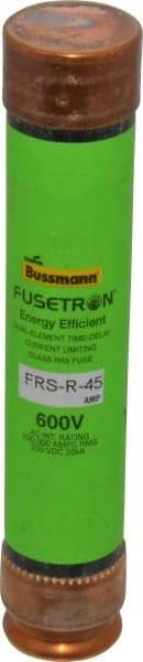 Cooper Bussmann - 250 VDC, 600 VAC, 45 Amp, Time Delay General Purpose Fuse - Fuse Holder Mount, 5-1/2" OAL, 20 at DC, 200 (RMS) kA Rating, 1-1/16" Diam - USA Tool & Supply