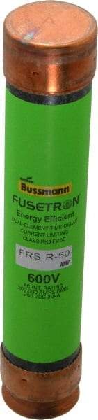 Cooper Bussmann - 250 VDC, 600 VAC, 50 Amp, Time Delay General Purpose Fuse - Fuse Holder Mount, 5-1/2" OAL, 20 at DC, 200 (RMS) kA Rating, 1-1/16" Diam - USA Tool & Supply