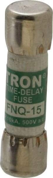 Cooper Bussmann - 500 VAC, 15 Amp, Time Delay General Purpose Fuse - Fuse Holder Mount, 1-1/2" OAL, 10 at AC kA Rating, 13/32" Diam - USA Tool & Supply