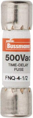 Cooper Bussmann - 500 VAC, 4.5 Amp, Time Delay General Purpose Fuse - Fuse Holder Mount, 1-1/2" OAL, 10 at AC kA Rating, 13/32" Diam - USA Tool & Supply
